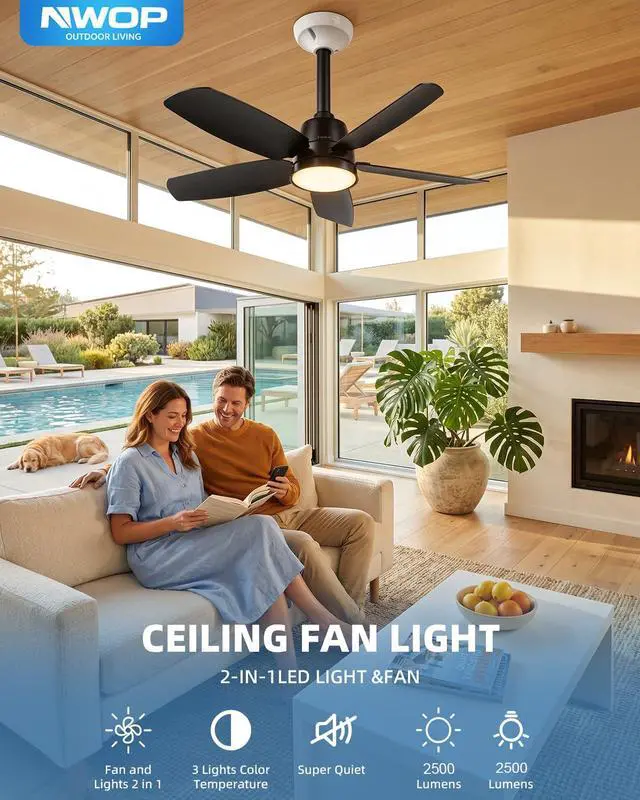 Alt view image 6 of 7 - 28 Inch Socket Fan Light with Remote, 6 Speeds & 3 Colors Screw in Ceiling Fan, E26/E27 Light Socket Fan with Reversible Motor, Dimmable 3000K-6500K Socket Fan for Bedroom Kitchen Garage, Black