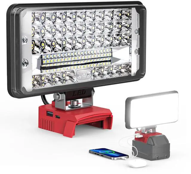 Main image of LED Work Light Compatible with Milwaukee 18V Battery, 14500LM 145W Cordless Job Site Light, 140° Pivoting Head, USB & Type-C Charging, Low Voltage Protection, Portable Flood Light (Tool Only)
