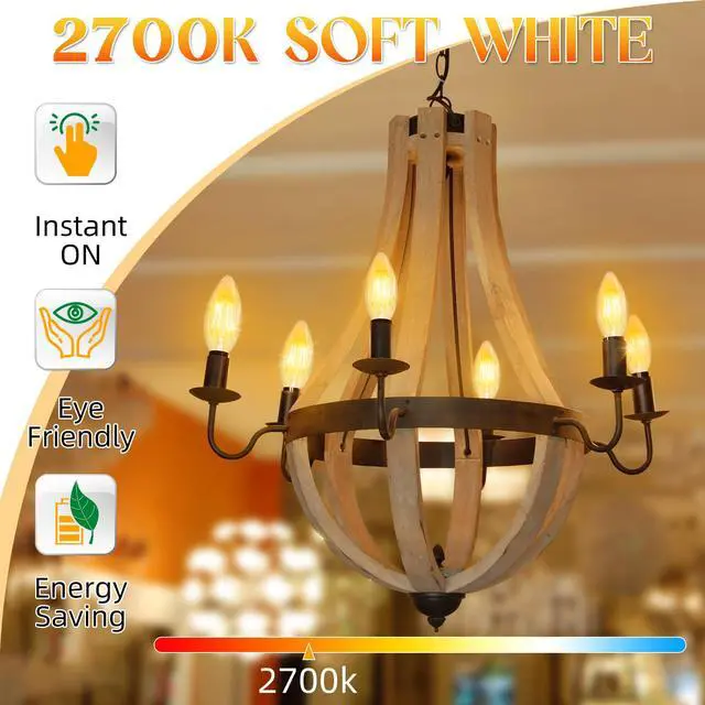 Alt view image 3 of 7 - E12 Candelabra Bulb 40 watt Equivalent, E12 LED Bulb Soft White | 2700K Chandelier Light Bulbs, Non-Dimmable B10 Candle Light Bulbs, 400LM, Candelabra Bulbs, 90+CRI, Clear Glass, 12 Pack