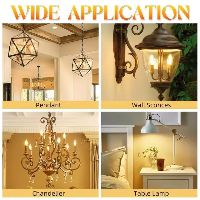 Alt view image 7 of 7 - E12 Candelabra Bulb 40 watt Equivalent, E12 LED Bulb Soft White | 2700K Chandelier Light Bulbs, Non-Dimmable B10 Candle Light Bulbs, 400LM, Candelabra Bulbs, 90+CRI, Clear Glass, 12 Pack