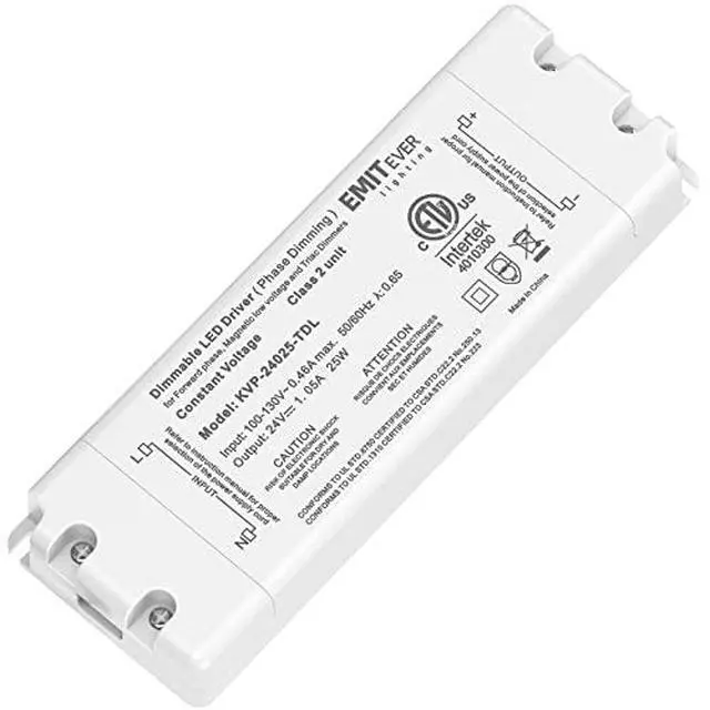 Alt view image 2 of 7 - 25W 24V Triac Dimmable LED Driver, AC 120V to DC Power Supply | Compatible with Lutron and Leviton Dimmers, Transformer for LED Lighting, Class 2, ETL Certified