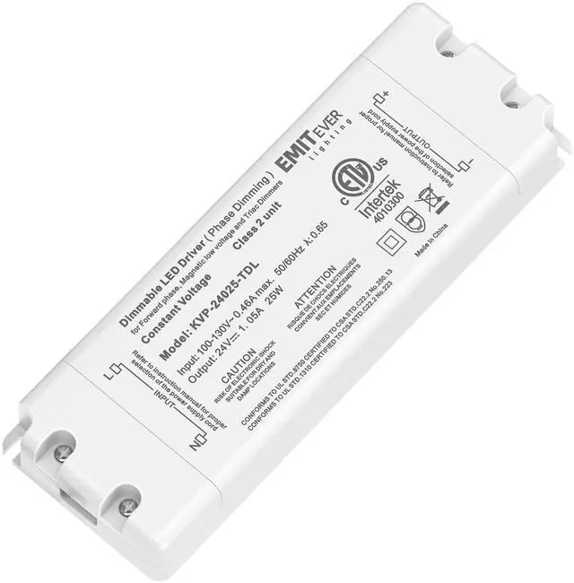 Main image of 25W 24V Triac Dimmable LED Driver, AC 120V to DC Power Supply | Compatible with Lutron and Leviton Dimmers, Transformer for LED Lighting, Class 2, ETL Certified
