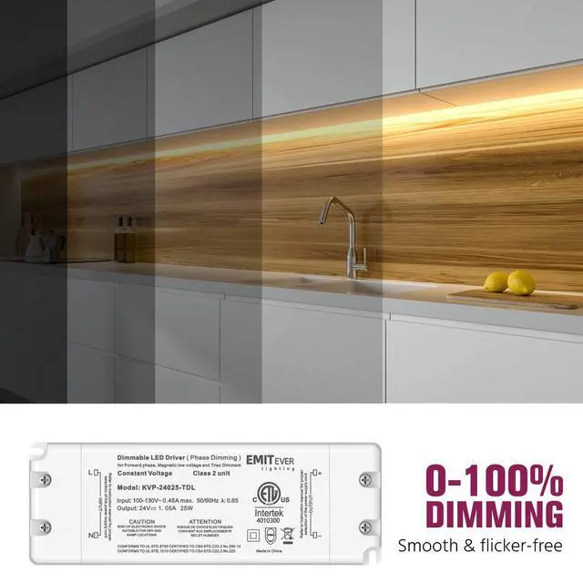 Alt view image 5 of 7 - 25W 24V Triac Dimmable LED Driver, AC 120V to DC Power Supply | Compatible with Lutron and Leviton Dimmers, Transformer for LED Lighting, Class 2, ETL Certified