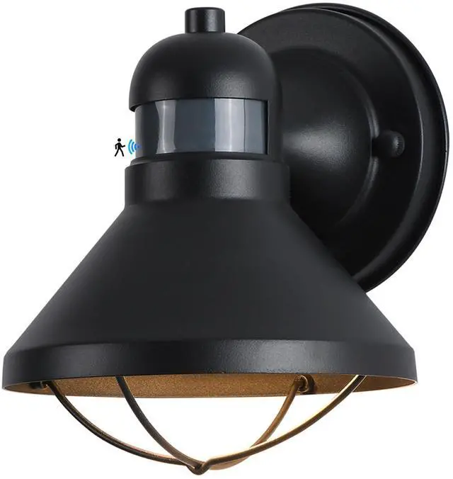 Main image of Dusk to Dawn Motion Sensor Outdoor LED Porch Wall Light Fixture | Exterior Barn Lantern Black Farmhouse Sconce Lighting Rustic Wall Mount Lamp for Garage Patio Balcony Entryway Doorway