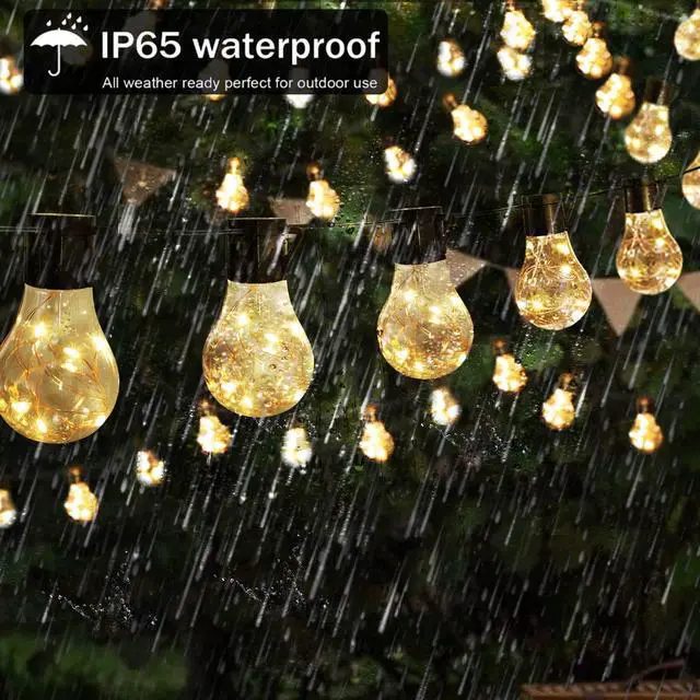 Alt view image 4 of 7 - 14ft Battery Operated 20 Hanging Bulb 100 LED String Lights, Vintage Commercial Battery Outdoor Lights for Indoor Outdoor Decorations Home, Bedroom, Patio, Balcony, Christmas Party (8 Modes)