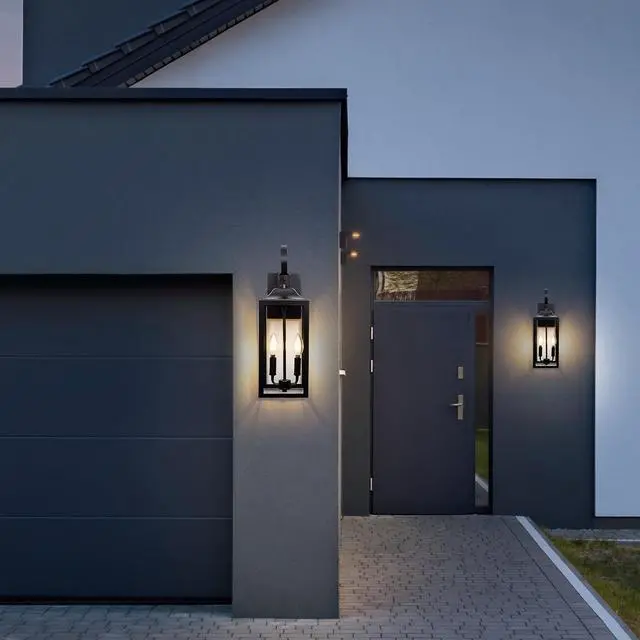 Alt view image 6 of 7 - 19" Large Outdoor Wall Lights, Modern Waterproof Exterior Lighting Fixtures | Anti-Rust Outdoor Porch Lights Wall Mount, Industrial Outdoor Light Fixture Farmhouse Ouside Wall Sconces, Black, 1-Pack