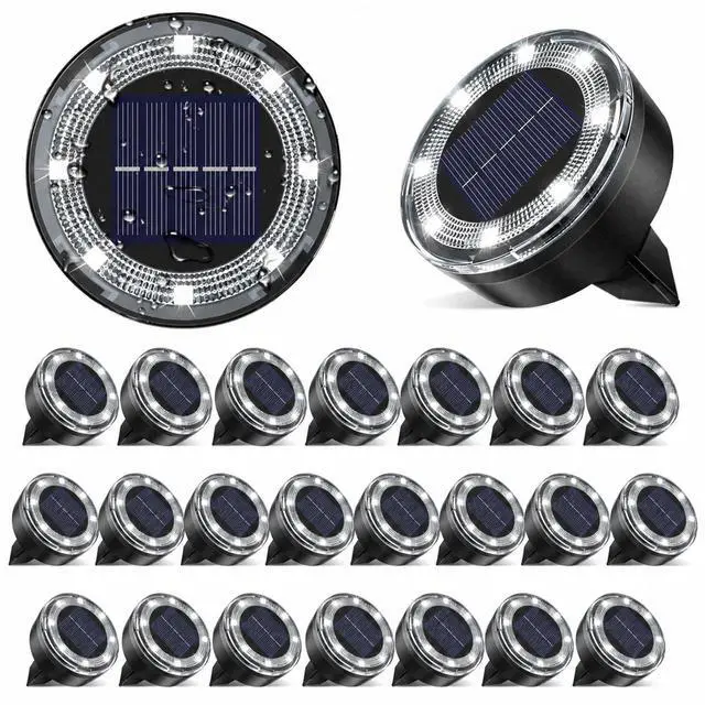 Main image of Mini Solar Ground Lights, 24 Pack 2.2 Inch Flat Solar Lights Outdoor Waterproof, MowOver Safe, Upgraded LED Landscape Lighting for Outside Garden Lawn Pathway Patio Yard Driveway,Cold White
