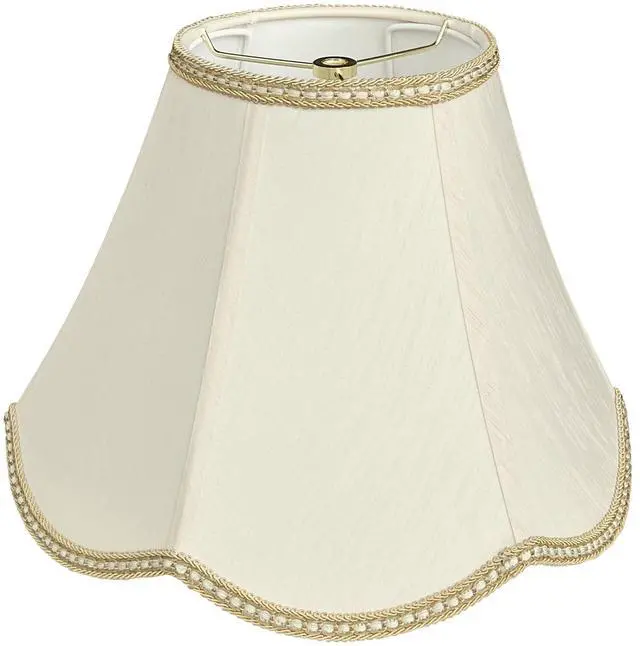 Main image of Small Scalloped Lamp shades, 6" x 13" x 9.25" bell shaped Lampshade | Handmade beige DIY Vintage lamp shades for Floor or Table Lamp