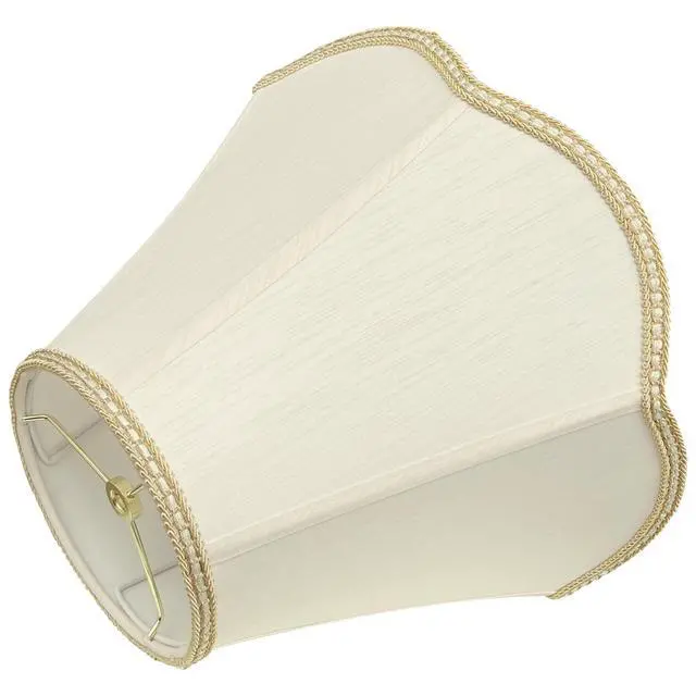 Alt view image 3 of 6 - Small Scalloped Lamp shades, 6" x 13" x 9.25" bell shaped Lampshade | Handmade beige DIY Vintage lamp shades for Floor or Table Lamp