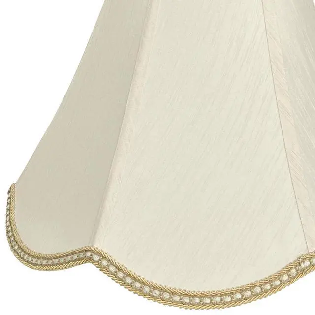 Alt view image 4 of 6 - Small Scalloped Lamp shades, 6" x 13" x 9.25" bell shaped Lampshade | Handmade beige DIY Vintage lamp shades for Floor or Table Lamp