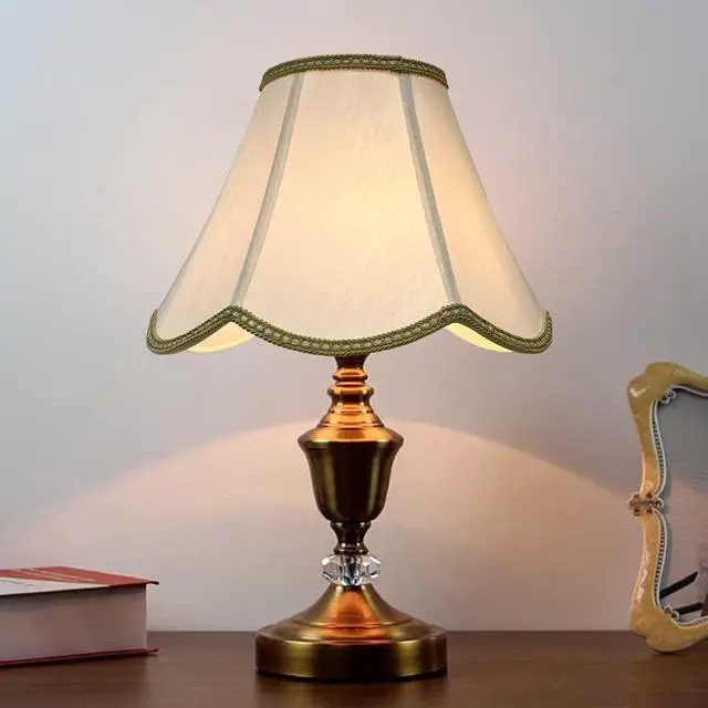 Alt view image 6 of 6 - Small Scalloped Lamp shades, 6" x 13" x 9.25" bell shaped Lampshade | Handmade beige DIY Vintage lamp shades for Floor or Table Lamp