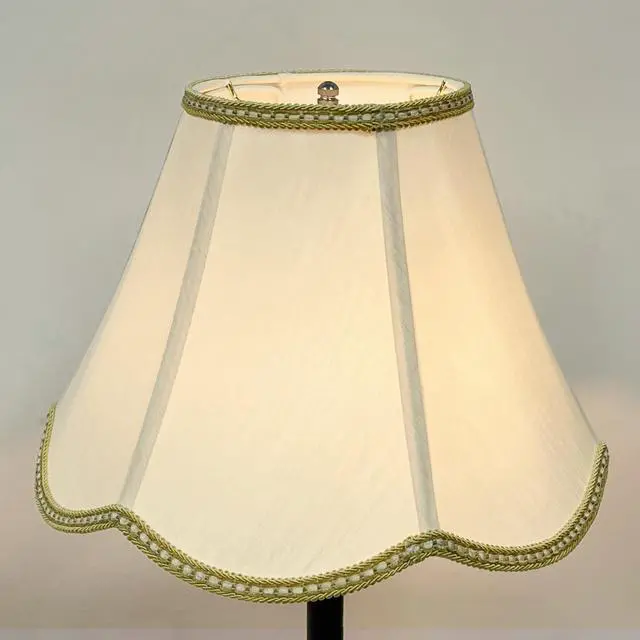 Alt view image 5 of 6 - Small Scalloped Lamp shades, 6" x 13" x 9.25" bell shaped Lampshade | Handmade beige DIY Vintage lamp shades for Floor or Table Lamp