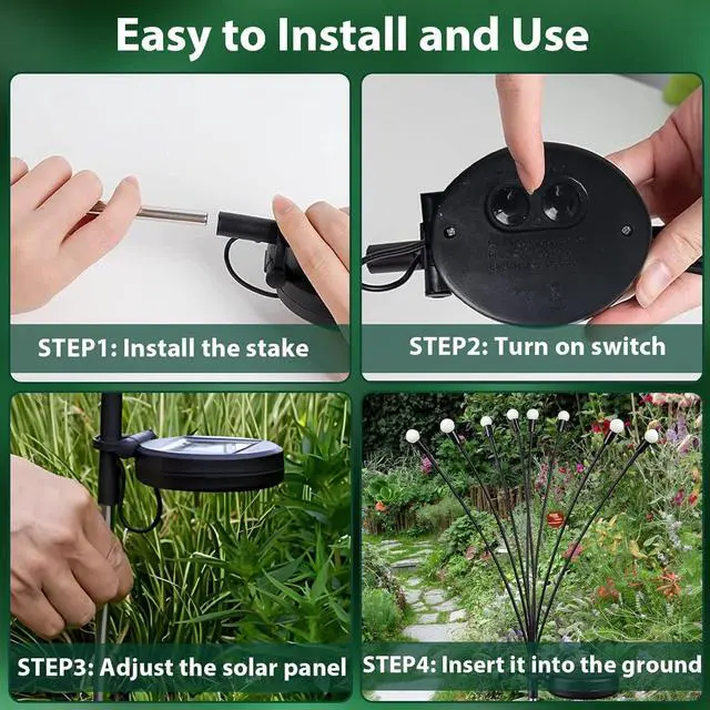 Alt view image 3 of 7 - 6 Pack Solar Garden Lights Outdoor Waterproof Firefly Lights Warm White | 2 Lighting Mode, Auto On/Off, Sway with Wind, Waterproof Solar lights Outdoor for Garden Yard Pathway Landscape Decorations