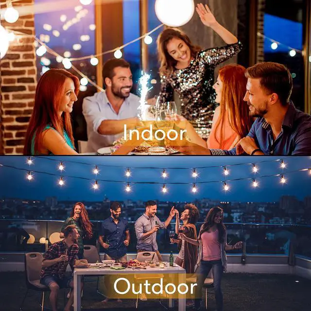 Alt view image 2 of 7 - 100FT LED Outdoor String Lights Patio Light with 52 Shatterproof G40 Dimmable Globe Bulb, 2-Pack 50FT Waterproof Outside Hanging String Light for Christmas Backyard Porch Balcony Gazebo Party