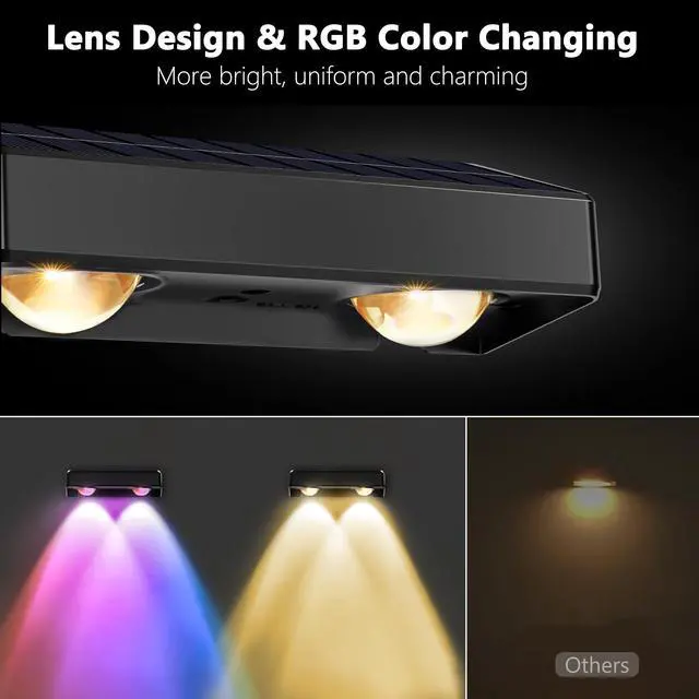 Alt view image 5 of 7 - Fence Lights Solar Powered 8 Pack LED Color Changing Outdoor Lights | Warm White/ Cool White/ RGB; 9 Color 11 Mode; Waterproof Lighting Outside Vinyl Fence Wall Railing Lights for Halloween Xmas