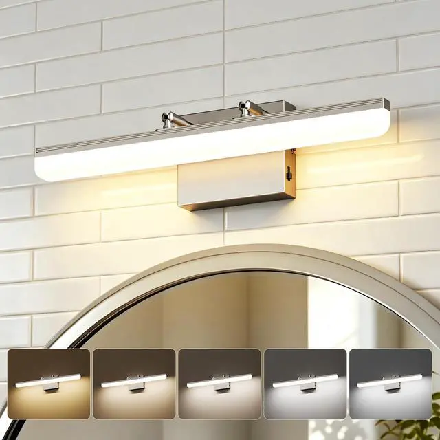 Alt view image 2 of 7 - Brushed Nickel Vanity Light, 15.7 Dimmable LED Bathroom Light Bar with 5CCT, Adjustable Angle Modern Wall Lighting for Bathroom, Powder Room, Bedroom, Apartment, Hotel