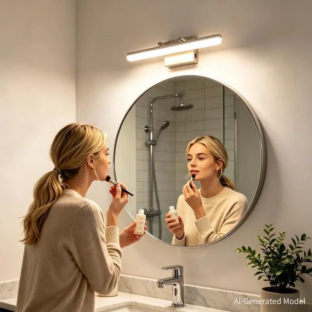 Alt view image 7 of 7 - Brushed Nickel Vanity Light, 15.7 Dimmable LED Bathroom Light Bar with 5CCT, Adjustable Angle Modern Wall Lighting for Bathroom, Powder Room, Bedroom, Apartment, Hotel