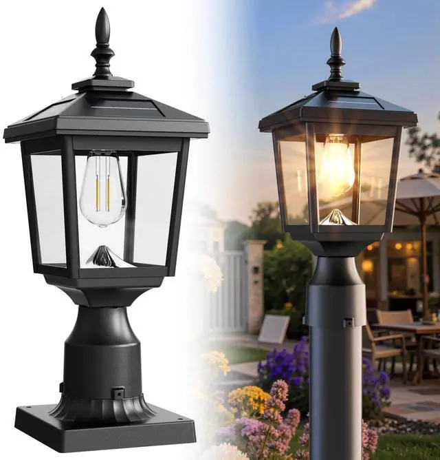Main image of Solar Post Light Outdoor, 60 Lumens Dusk to Dawn Lamp Post Light, Solar Powered & Waterproof, Fits 6x6 Wooden Posts, 3 Inch Poles, for Garden, Pathway, Driveway, Fence & YardWarm White