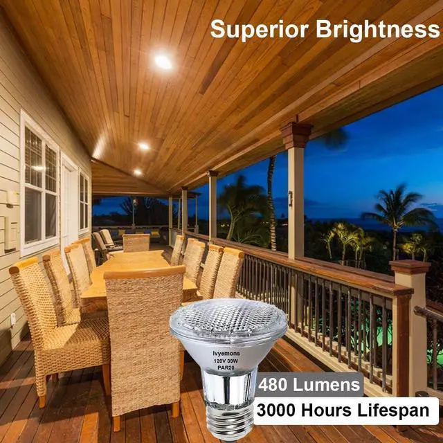 Alt view image 5 of 7 - Dimmable PAR20 Halogen Flood Bulbs 39W 120V 2800K for Track Lights | 2 Pack, E26 Base, 480 Lumens, High Output, Warm White, CRI100+, Flicker-Free, Long Lasting, for Range Hood, Recessed Lighting
