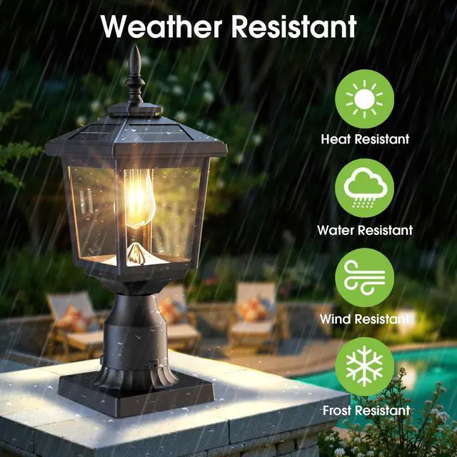 Alt view image 5 of 7 - Solar Post Light Outdoor, 60 Lumens Dusk to Dawn Lamp Post Light, Solar Powered & Waterproof, Fits 6x6 Wooden Posts, 3 Inch Poles, for Garden, Pathway, Driveway, Fence & YardWarm White