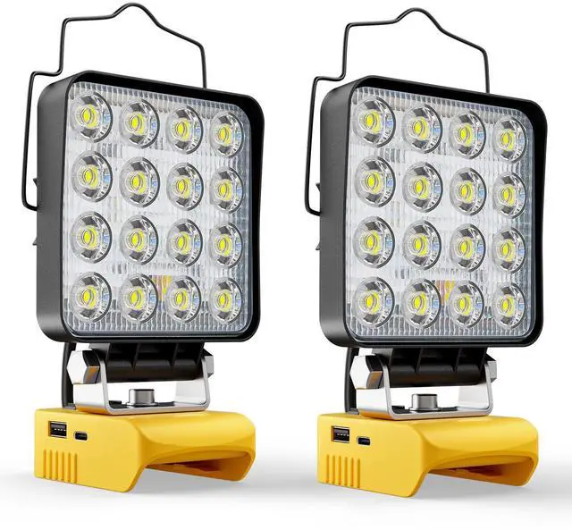 Main image of 2PCS LED Work Light Compatible with Dewalt 20V Battery, 112W 11200LM Battery Light 20V Cordless Tools, Portable Flood Flashlight with USB A & USB C Output Port(Tool Only)