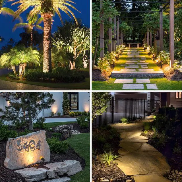 Alt view image 2 of 6 - Solar Spot Lights Outdoor 4-in-1 Solar Landscape Lights Dusk to Dawn Solar Uplights IP65 Waterproof 9.8ft Cable Outdoor Spot Lights for Yard Pathway Garden Tree Decoration (Warm White)