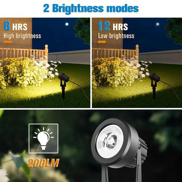 Alt view image 3 of 6 - Solar Spot Lights Outdoor 4-in-1 Solar Landscape Lights Dusk to Dawn Solar Uplights IP65 Waterproof 9.8ft Cable Outdoor Spot Lights for Yard Pathway Garden Tree Decoration (Warm White)