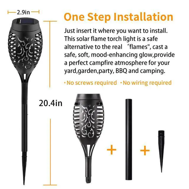 Alt view image 2 of 6 - Solar Lights Outdoor, Halloween Solar Torch Lights | With Flickering Flame, Waterproof Outdoor Garden Lights for Outside Patio Pathway Yard Decorations