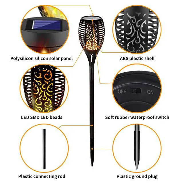 Alt view image 3 of 6 - Solar Lights Outdoor, Halloween Solar Torch Lights | With Flickering Flame, Waterproof Outdoor Garden Lights for Outside Patio Pathway Yard Decorations