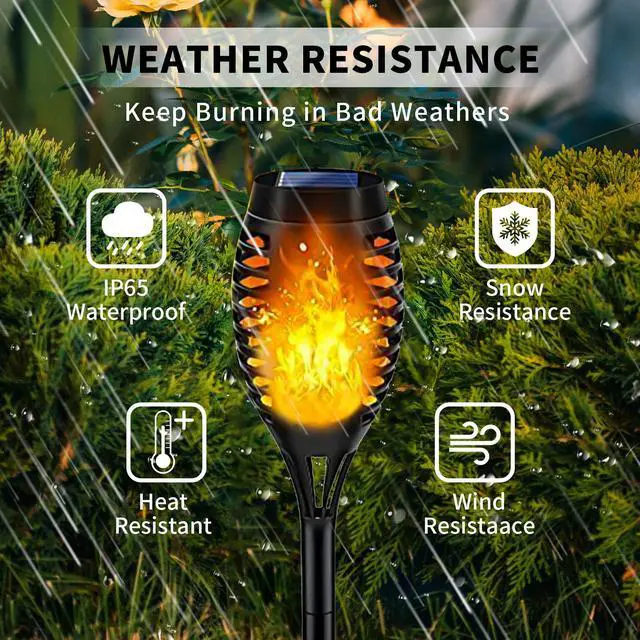 Alt view image 4 of 6 - Solar Lights Outdoor, Halloween Solar Torch Lights | With Flickering Flame, Waterproof Outdoor Garden Lights for Outside Patio Pathway Yard Decorations