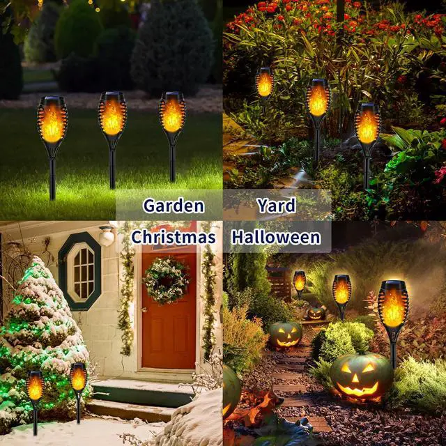 Alt view image 5 of 6 - Solar Lights Outdoor, Halloween Solar Torch Lights | With Flickering Flame, Waterproof Outdoor Garden Lights for Outside Patio Pathway Yard Decorations