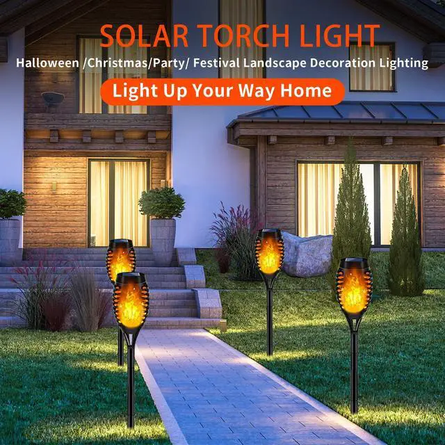 Alt view image 6 of 6 - Solar Lights Outdoor, Halloween Solar Torch Lights | With Flickering Flame, Waterproof Outdoor Garden Lights for Outside Patio Pathway Yard Decorations