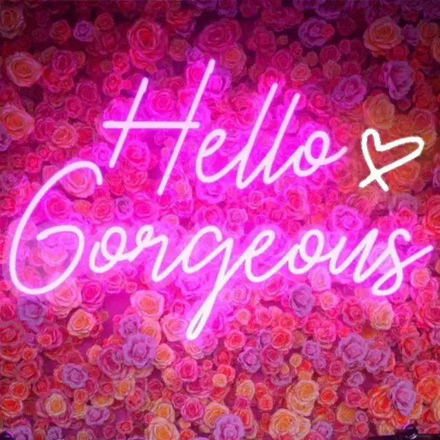 Main image of Hello Gorgeous Neon Sign Hello Beautiful Pink LED Neon Lights for Home Wedding Birthday Backdrop Bacelorette Party Wth Dimmable Switch(5V,16.5X10.6inches)