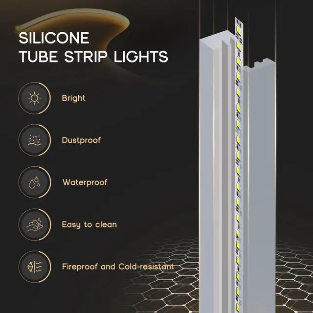 Alt view image 5 of 7 - LED Strip Lights Warm White 3000K,9.8ft 110-120V Neon Rope Lights,Flexible Silicone Outdoor Waterproof Neon Strip Lights for Bedroom,Mirror,Kitchen Cabinet, Living Room,Halloween Decor