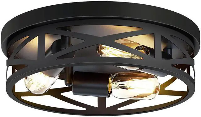 Main image of 13 inch Farmhouse Ceiling Light Fixture,3-Light Hallway Light Fixtures Ceiling,Black Flush Mount Ceiling Light,Light Fixture Ceiling Mount for Kitchen Hallway Entryway,E26 Base1 Pack