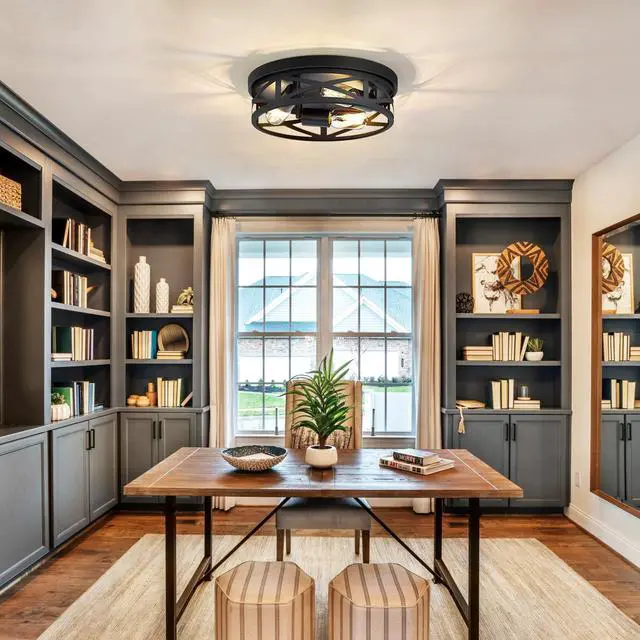 Alt view image 3 of 7 - 13 inch Farmhouse Ceiling Light Fixture,3-Light Hallway Light Fixtures Ceiling,Black Flush Mount Ceiling Light,Light Fixture Ceiling Mount for Kitchen Hallway Entryway,E26 Base1 Pack
