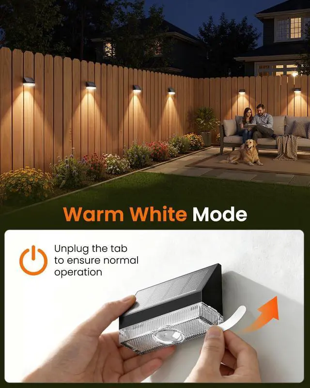 Alt view image 2 of 7 - Solar Fence Lights 12 Pack, Fence Post Solar Lights Outdoor Waterproof with Warm White LED Spot Lens, Solar Deck Lights for Outside Wall, Deck, Patio, Yard, Rail, Garage, Pool