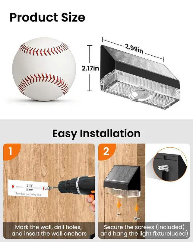Alt view image 4 of 7 - Solar Fence Lights 12 Pack, Fence Post Solar Lights Outdoor Waterproof with Warm White LED Spot Lens, Solar Deck Lights for Outside Wall, Deck, Patio, Yard, Rail, Garage, Pool