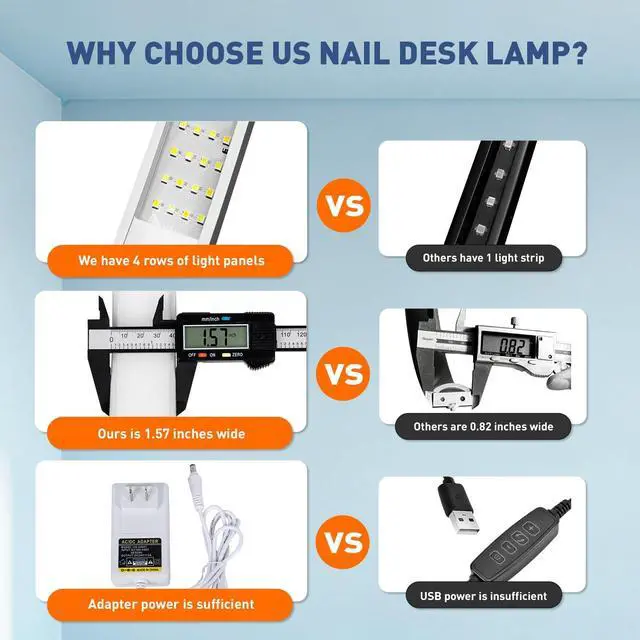 Alt view image 6 of 7 - Half Moon Light for Nail Desk, 29in Foldable Nail Lamp for Desk | Arch Nail Tech Light with Phone Holder for Manicure Salon, Adjustable Color Brightness, Memory Function for Display Screen