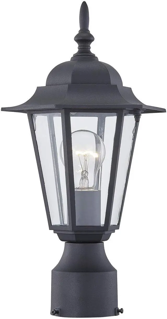 Main image of Outdoor Post Light, Pole Lantern, E26 Base 60W Max, Aluminum Housing Plus Glass, Wet Location Rated, ETL Qualified, Bulbs not Included, Black