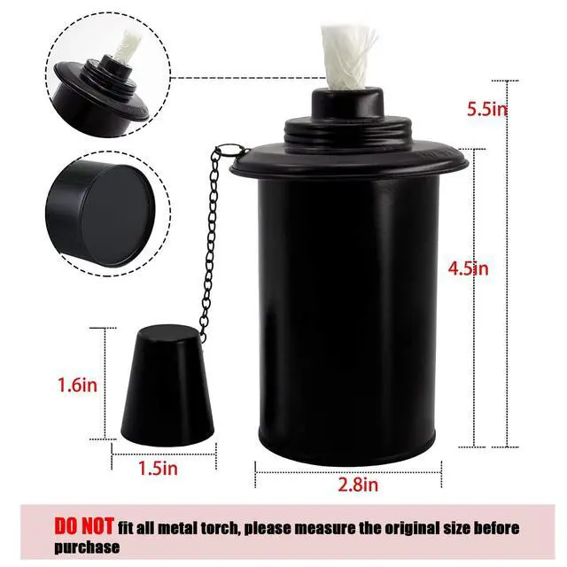 Alt view image 2 of 7 - 12oz Torch Replacement Canisters - 4 Pack Bamboo Torch Fuel Canister Torches Cans With Wicks and Covers, Refillable Metal Tabletop Lantern For Garden, Patio, Luau Party