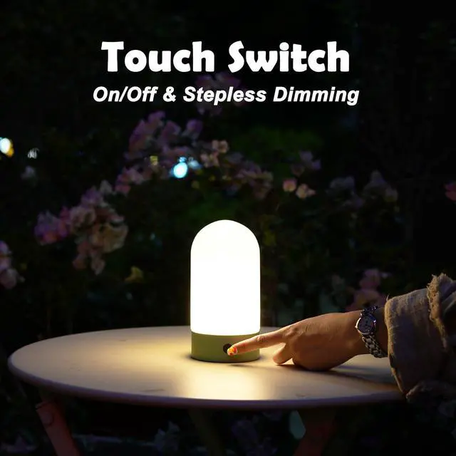Alt view image 5 of 7 - Battery Operated Shower Lamp Waterproof, Small Portable Cordless Table Lamp Rechargeable, Touch Dimmable Mood Light for Home/Patio/Dining/Outdoor (Wood Grain)
