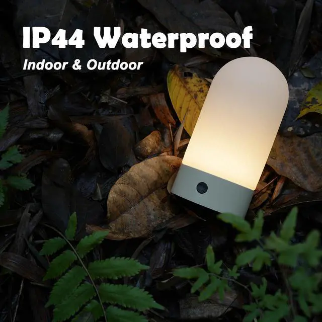 Alt view image 7 of 7 - Battery Operated Shower Lamp Waterproof, Small Portable Cordless Table Lamp Rechargeable, Touch Dimmable Mood Light for Home/Patio/Dining/Outdoor (Wood Grain)