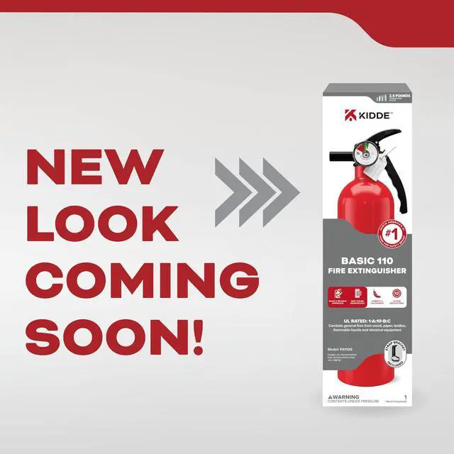 Alt view image 3 of 7 - Basic 110 Fire Extinguisher for Home, 1-A:10-B:C, FA110G, 1 Pack | Residential Multi-Purpose Extinguisher for Small Common Household Fires, 2.5 lb. Dry Chemical