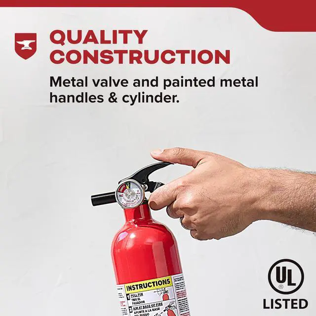 Alt view image 4 of 7 - Basic 110 Fire Extinguisher for Home, 1-A:10-B:C, FA110G, 1 Pack | Residential Multi-Purpose Extinguisher for Small Common Household Fires, 2.5 lb. Dry Chemical
