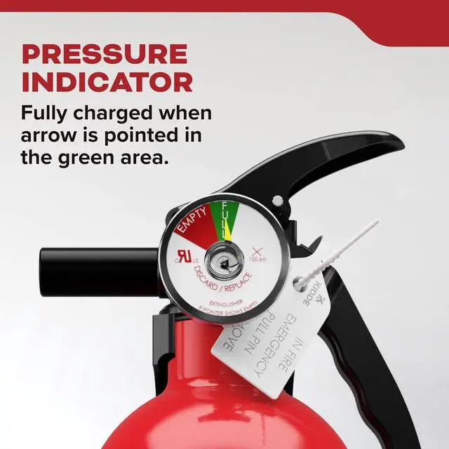Alt view image 5 of 7 - Basic 110 Fire Extinguisher for Home, 1-A:10-B:C, FA110G, 1 Pack | Residential Multi-Purpose Extinguisher for Small Common Household Fires, 2.5 lb. Dry Chemical