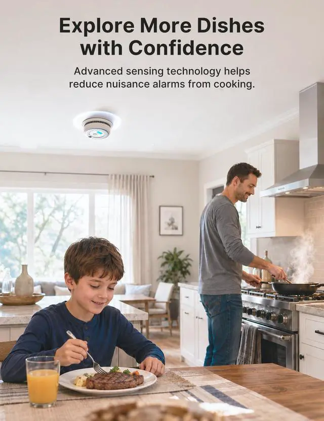 Alt view image 5 of 7 - Smoke Detector Carbon Monoxide Detector Combo, SC07, 1-Pack | 10-Year Sealed Battery (Not Hardwired), 2-in-1 Smoke & CO Detection, LCD Display, UL 217 & UL 2034 Certified