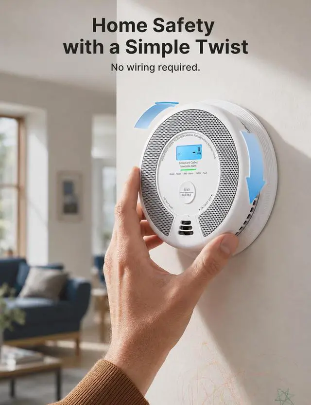 Alt view image 6 of 7 - Smoke Detector Carbon Monoxide Detector Combo, SC07, 1-Pack | 10-Year Sealed Battery (Not Hardwired), 2-in-1 Smoke & CO Detection, LCD Display, UL 217 & UL 2034 Certified