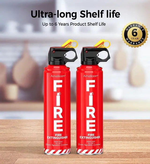 Alt view image 5 of 6 - 2-Pack Fire Extinguisher for Home, Kitchen, Car, and Grill with Mounting Bracket Extinguishing Spray, Compact A, B, C, K Eco-Friendly, Prevents Reignition