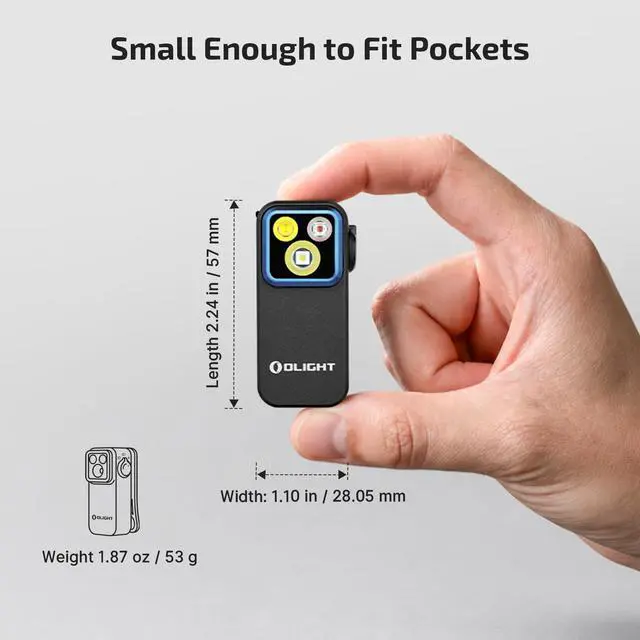 Alt view image 3 of 7 - Oclip Pro Rechargeable EDC Clip-on Flashlight, Black | Red Light, 500 Lumens Floodlight, Spotlight, Pocket-Sized, USB-C Charging, Magnetic, for Work, Signaling, Outdoor or Home Use